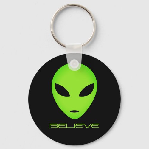 Funny green alien head custom keychain