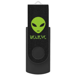 Funny green alien head USB flash drive stick