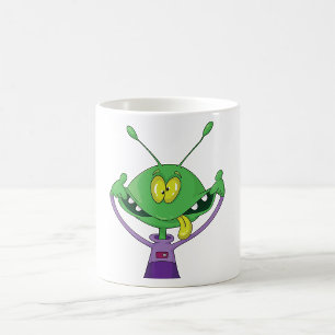 Funny Green Alien Making Silly Face Coffee Mug