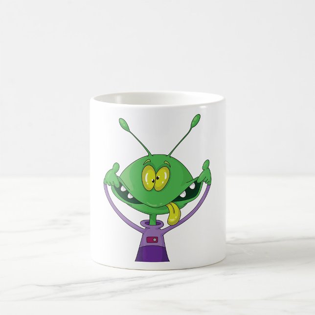 Funny Green Alien Making Silly Face Coffee Mug (Creator Uploaded)