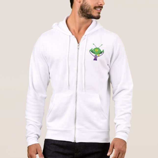Funny Green Alien Making Silly Face Hoodie (Front)