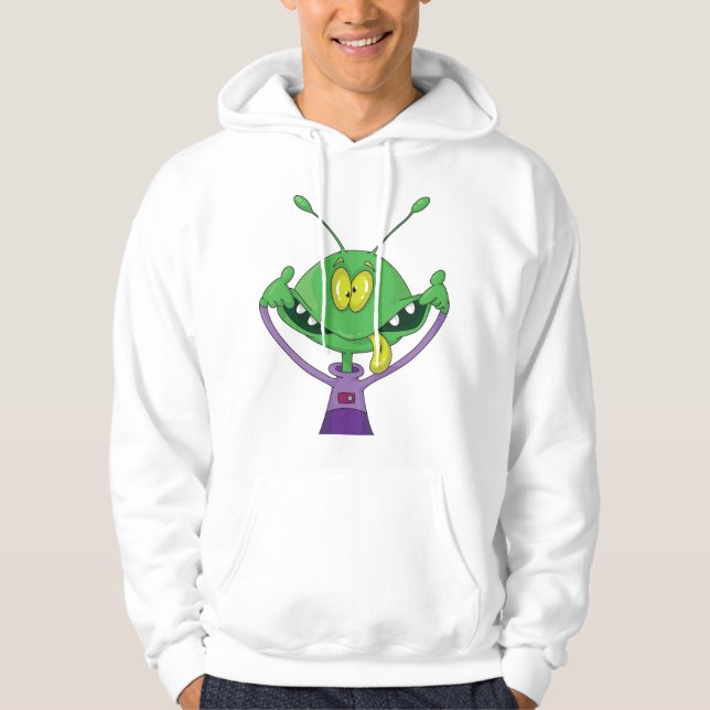 Funny Green Alien Making Silly Face Hoodie (Front)