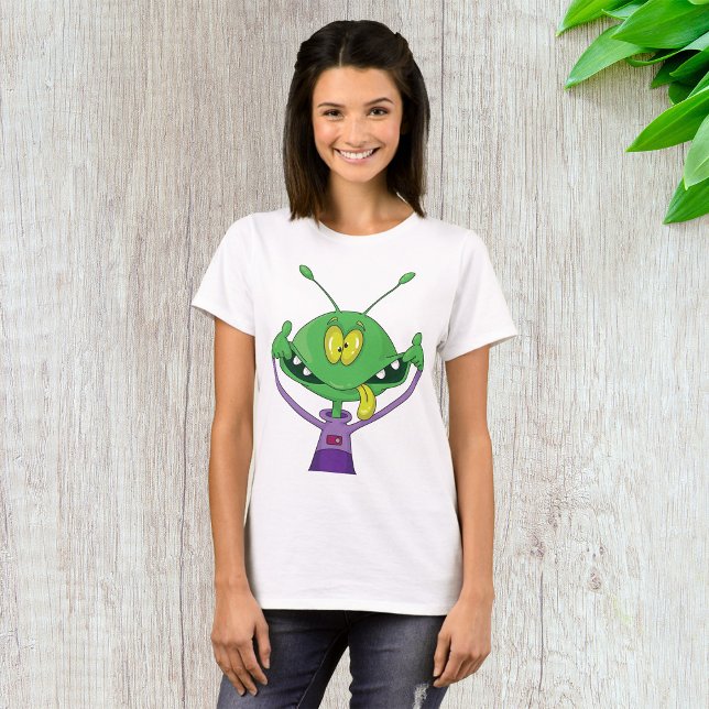 Funny Green Alien Making Silly Face T-Shirt (Creator Uploaded)