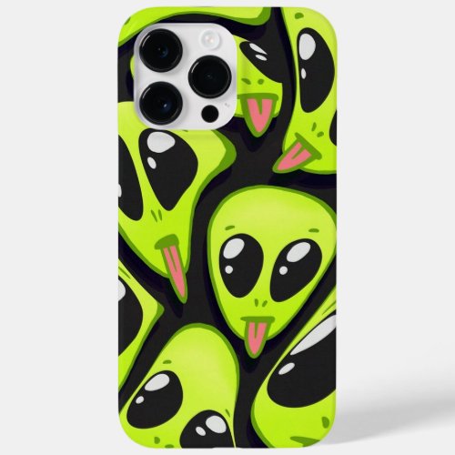 Funny green alien patten with back matte color  Case_Mate iPhone 14 pro max case