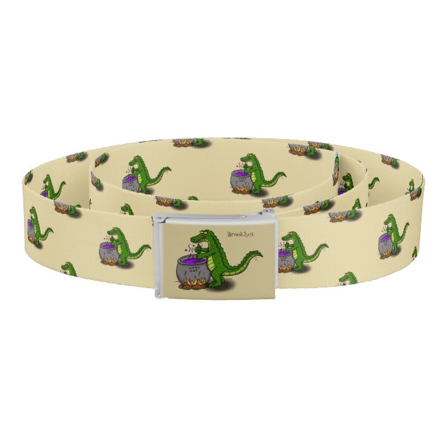 Funny green alligator cooking cartoon belt (Coil)