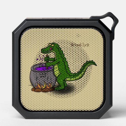 Funny green alligator cooking cartoon bluetooth speaker