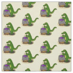 Funny green alligator cooking cartoon fabric