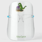 Funny green alligator cooking cartoon face shield (Front)