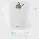 Funny green alligator cooking cartoon face shield (Front w/Glasses)