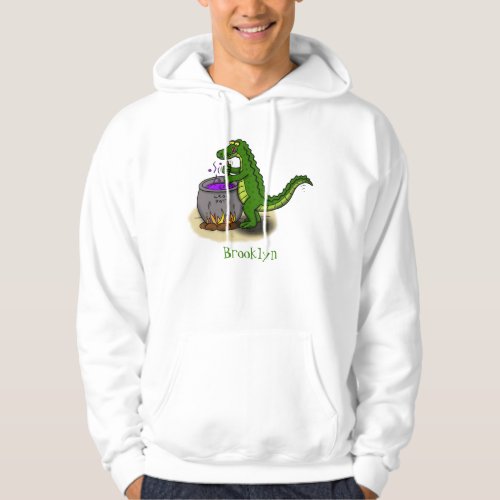 Funny green alligator cooking cartoon  hoodie