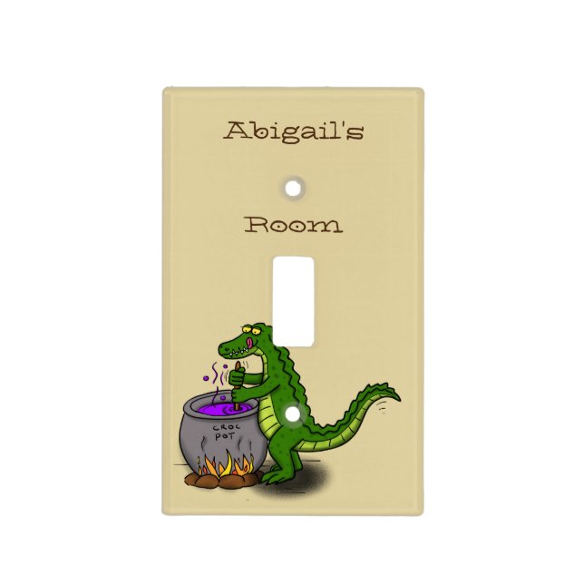 Funny green alligator cooking cartoon  light switch cover (Front)