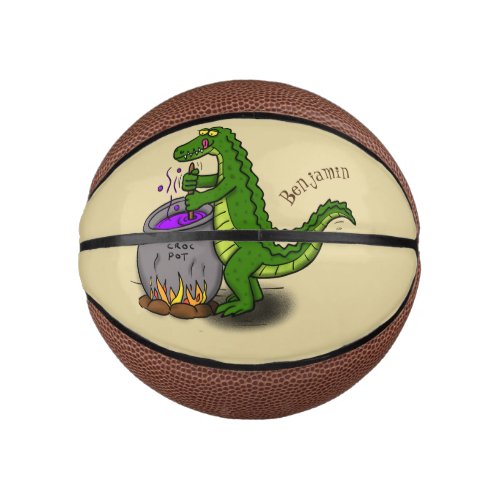 Funny green alligator cooking cartoon mini basketball