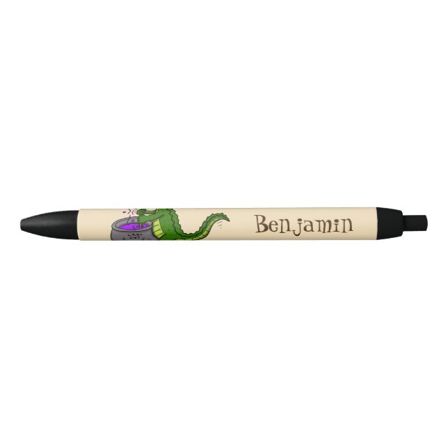 Funny green alligator cooking cartoon pen (Front)