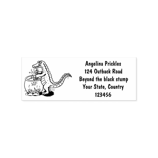Funny green alligator cooking cartoon rubber stamp (Imprint)