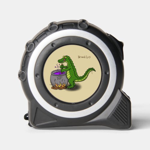 Funny green alligator cooking cartoon tape measure