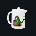 Funny green alligator cooking cartoon teapot<br><div class="desc">This funny green alligator cartoon is perfect for the reptile fan. Features our scaly character cooking up something special!</div>