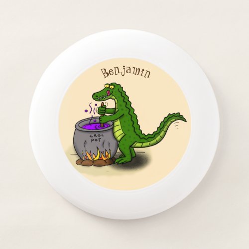 Funny green alligator cooking cartoon Wham_O frisbee