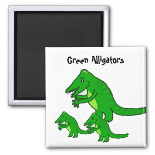 Funny Green Alligators Magnet