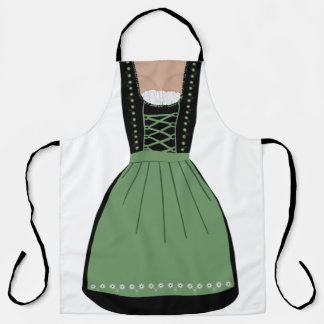 Funny Green and Black German Dirndl Apron