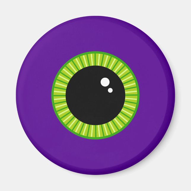 Funny Green and Purple Monster Eyeball Magnet (Front)