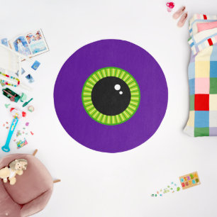 Funny Green and Purple Monster Eyeball Outdoor Rug