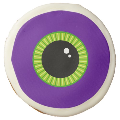 Funny Green and Purple Monster Eyeball Sugar Cookie