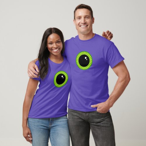 Funny Green and Purple Monster Eyeball T_Shirt