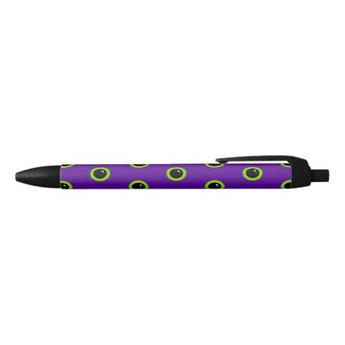 Funny Green and Purple Monster Eyes Black Ink Pen