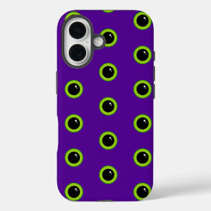 Funny Green and Purple Monster Eyes iPhone 16 Case