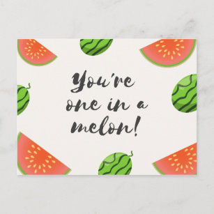 Funny Green and Red Watermelon Postcard