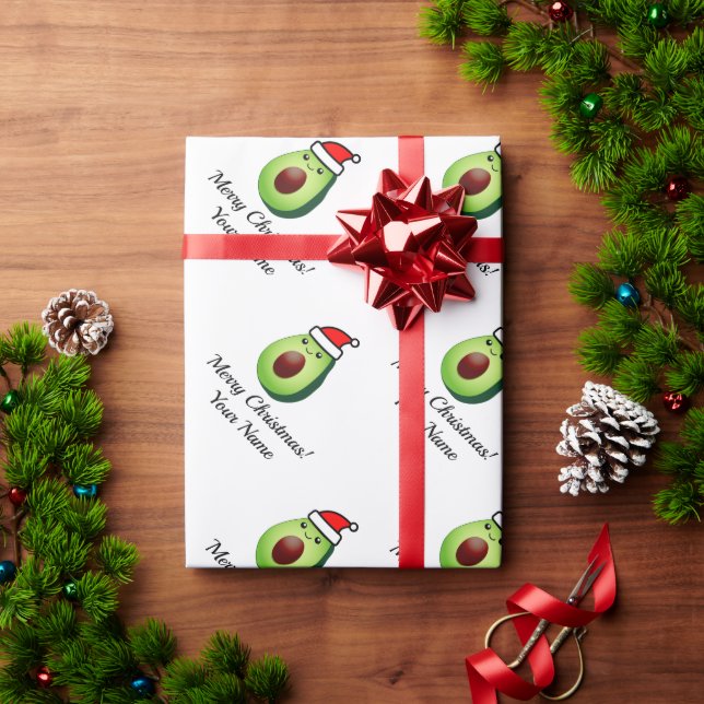 Funny green avocado Christmas Santa Wrapping Paper (Holiday Gift)