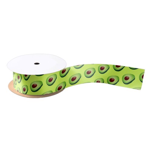 Funny green avocado fruit pattern gift ribbon
