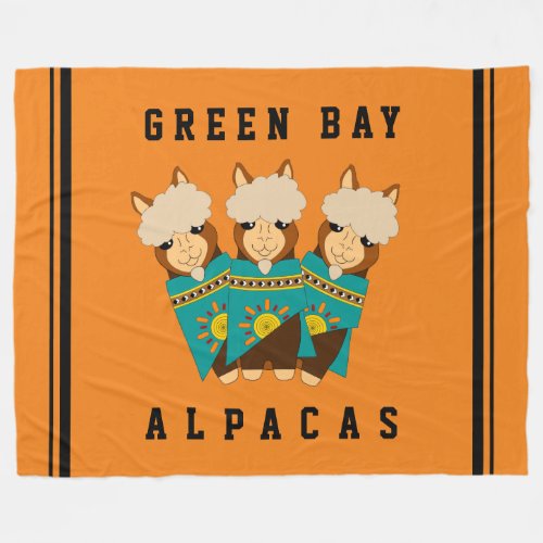 Funny Green Bay Alpacas Sports Team Fleece Blanket