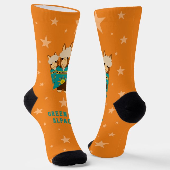 Funny Green Bay Alpacas Sports Team Socks (Angled)