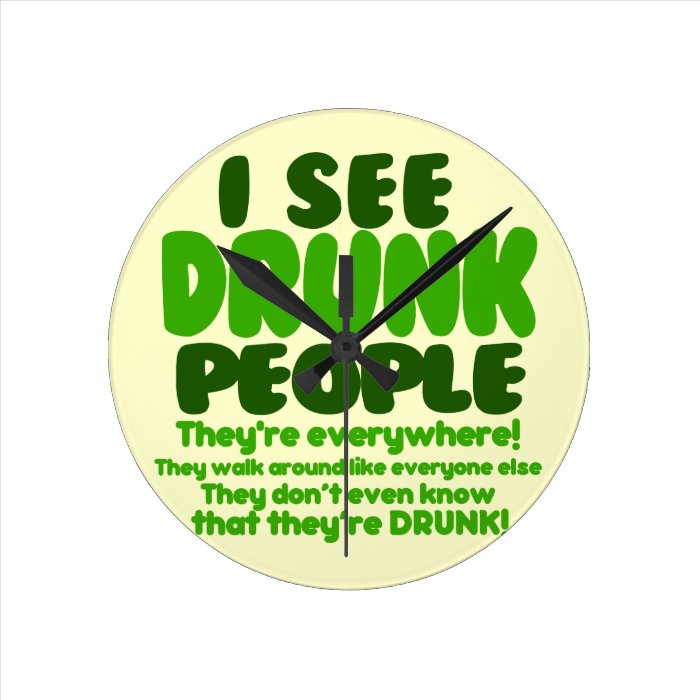 Funny Green Beer Day Humor Wall Clocks