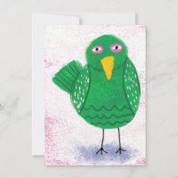 Funny Green Bird Greeting Card