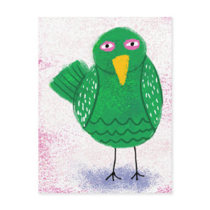 Funny Green Bird Postcard