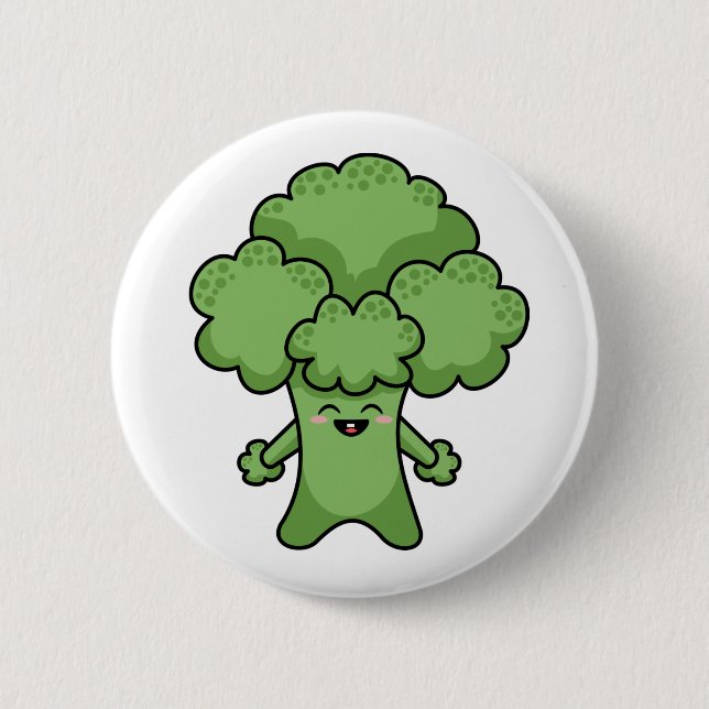 Funny Green Broccoli Button (Front)