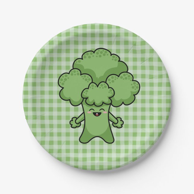 Funny Green Broccoli Paper Plates (Front)