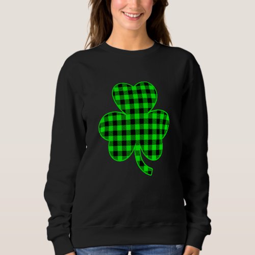 Funny Green Buffalo Flaid Shamrock St Patricks Da Sweatshirt