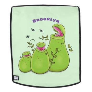 Funny Green Carnivorous Pitcher Plants Cartoon Backpack by thefrogfactory at Zazzle