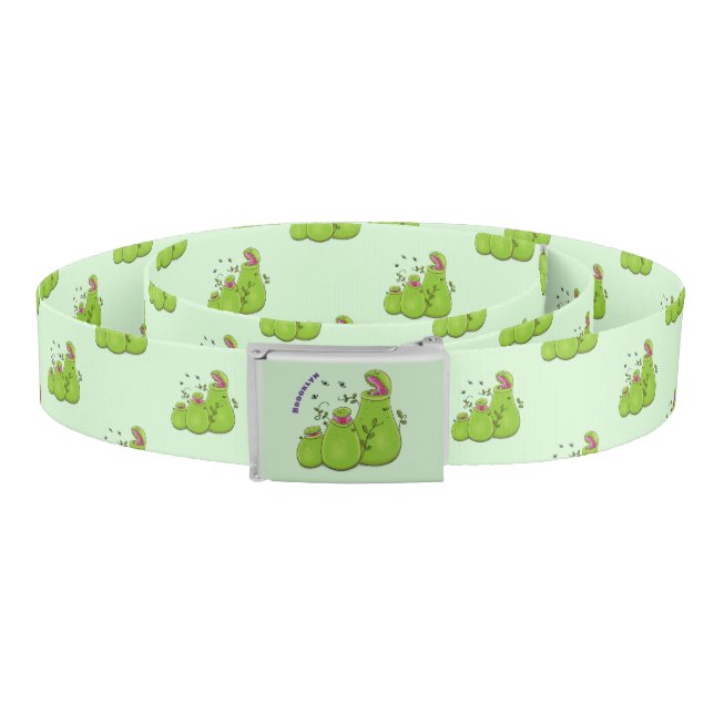 Funny green carnivorous pitcher plants cartoon belt (Coil)