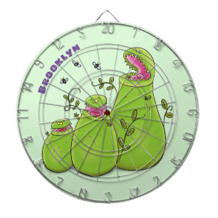 Funny green carnivorous pitcher plants cartoon dart board