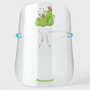 Funny green carnivorous pitcher plants cartoon face shield