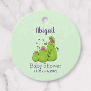 Funny green carnivorous pitcher plants cartoon favor tags