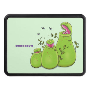 Funny green carnivorous pitcher plants cartoon hitch cover