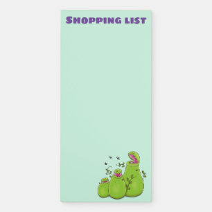 Funny green carnivorous pitcher plants cartoon magnetic notepad