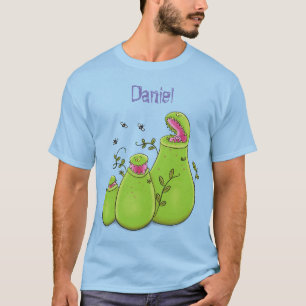 Funny green carnivorous pitcher plants cartoon T-Shirt