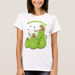 Funny green carnivorous pitcher plants cartoon T-Shirt