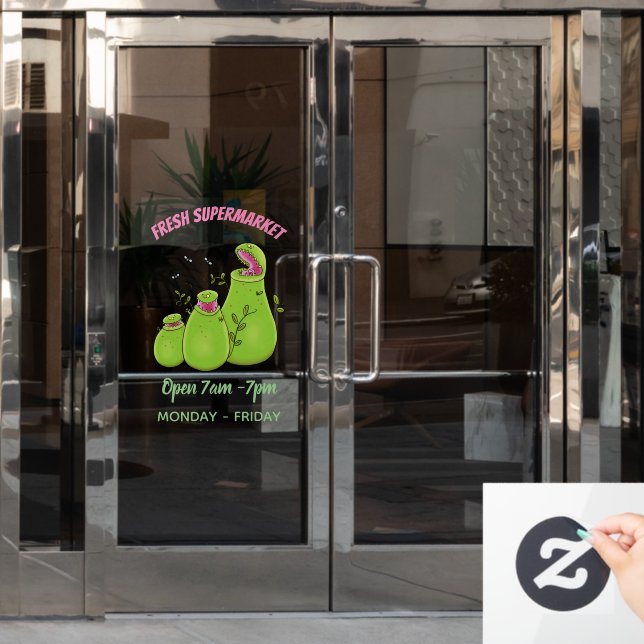 Funny green carnivorous pitcher plants cartoon window cling (Office Door)